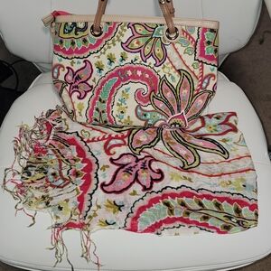 Floral Paisley Tote Bag - Pink and Green